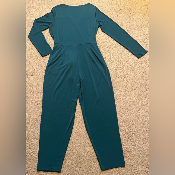 Concepts New York Long Sleeve Tie Waist Jumpsuit, Has Pockets, Color: Green, L - Picture 2 of 4